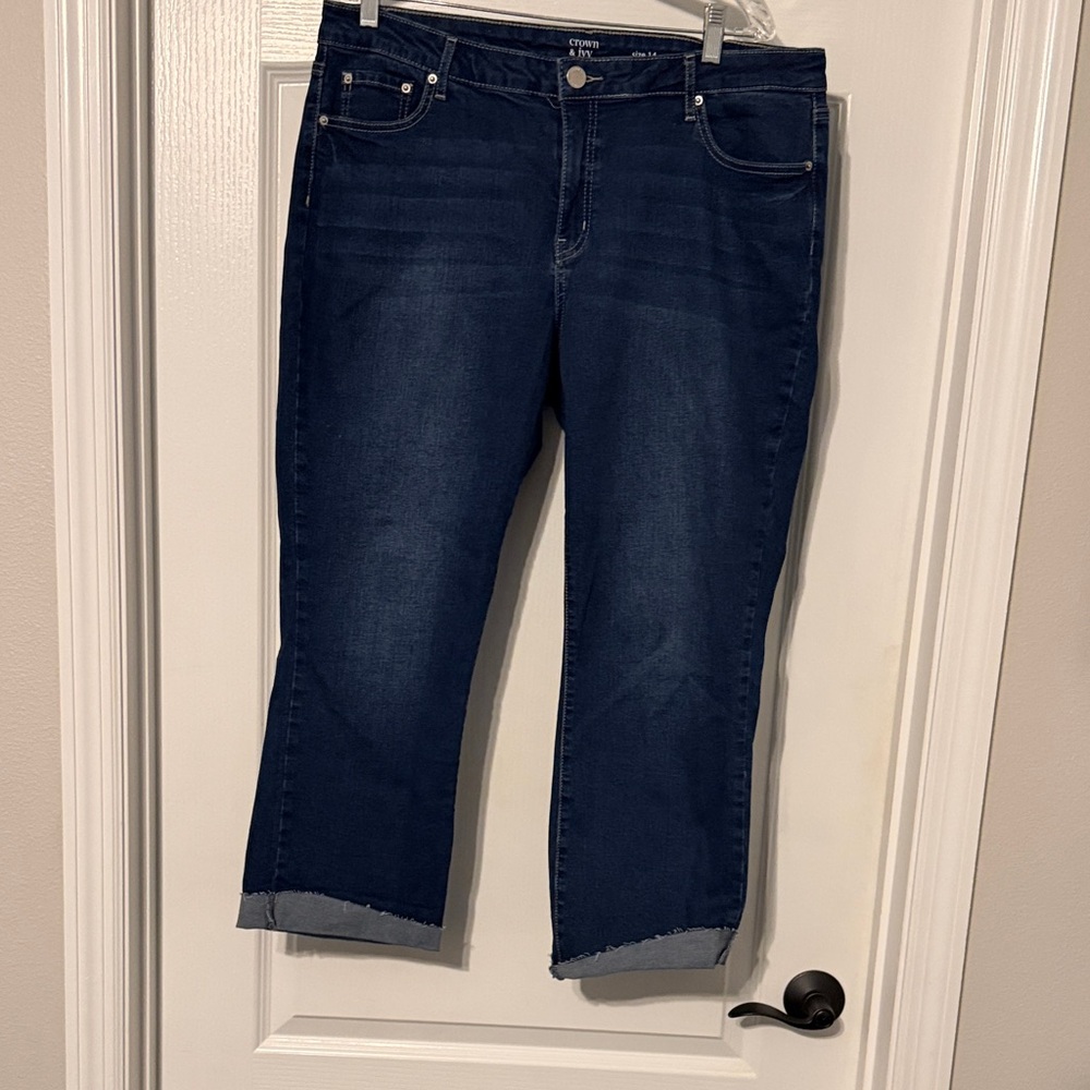 crown & ivy Dark Blue Ankle Jeans